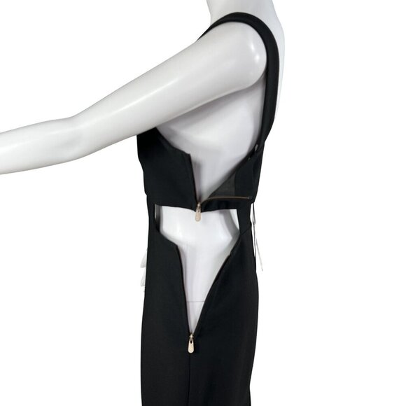 Cinq A Sept NWT Womens 8 Black Midi Cutout Dress Straps Side Zippers Bodycon - Picture 5 of 16